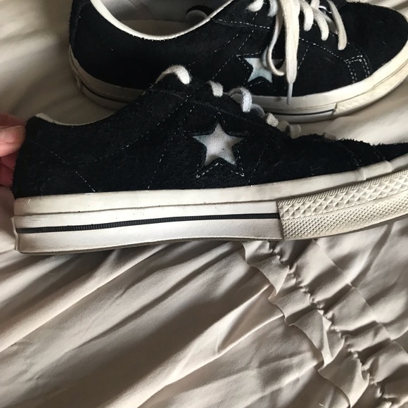 Converse All Stars, black suede, white rubber soles, vintage Size 7-7.5 - Picture 4 of 5